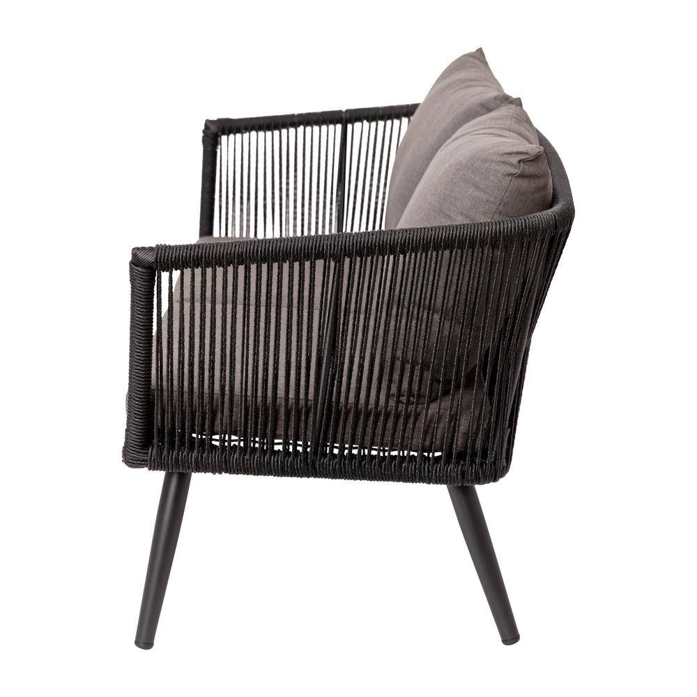 Kierra Black and Gray Metal 4-Piece Patio Conversation Set
