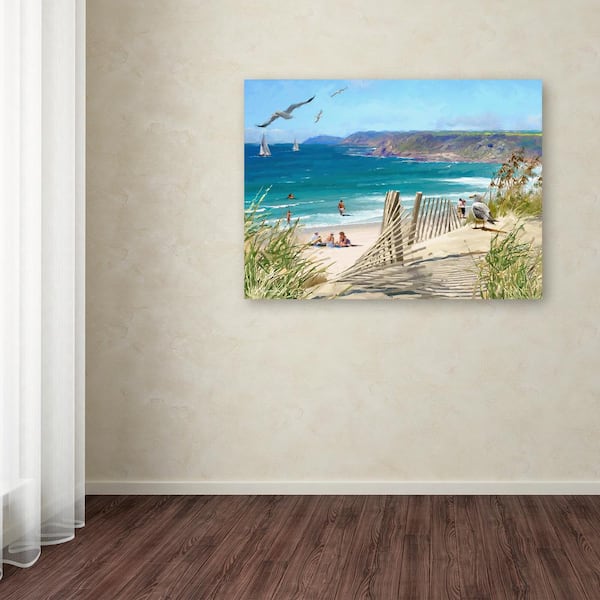 Beach, Round canvas on wooden frame. Painting by Artsus Rem