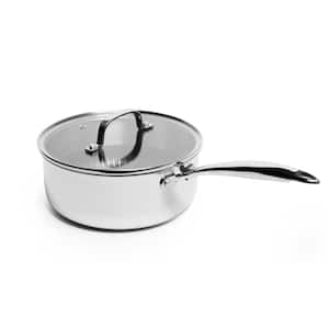 Diamond Tri-ply 2.7 qt. Stainless Steel Nonstick Sauce Pan with Glass Lid
