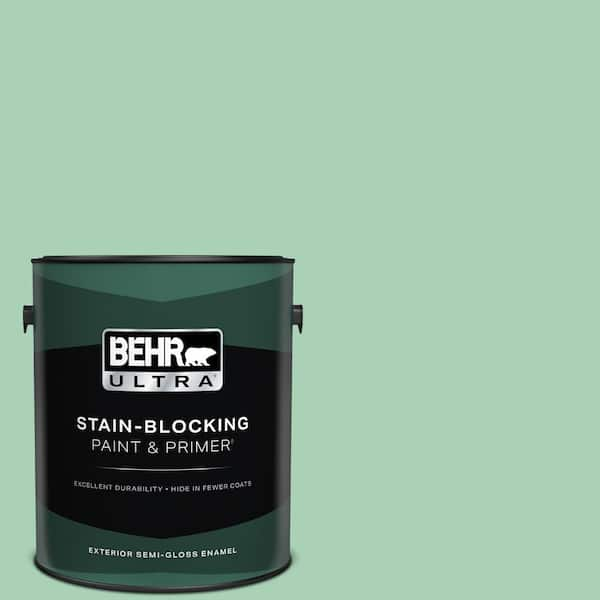 BEHR ULTRA 1 gal. #460D-4 Aloe Essence Semi-Gloss Enamel Exterior Paint & Primer