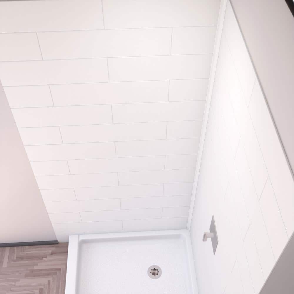DreamStone 36" White Modern Subway Pattern Shower Kit