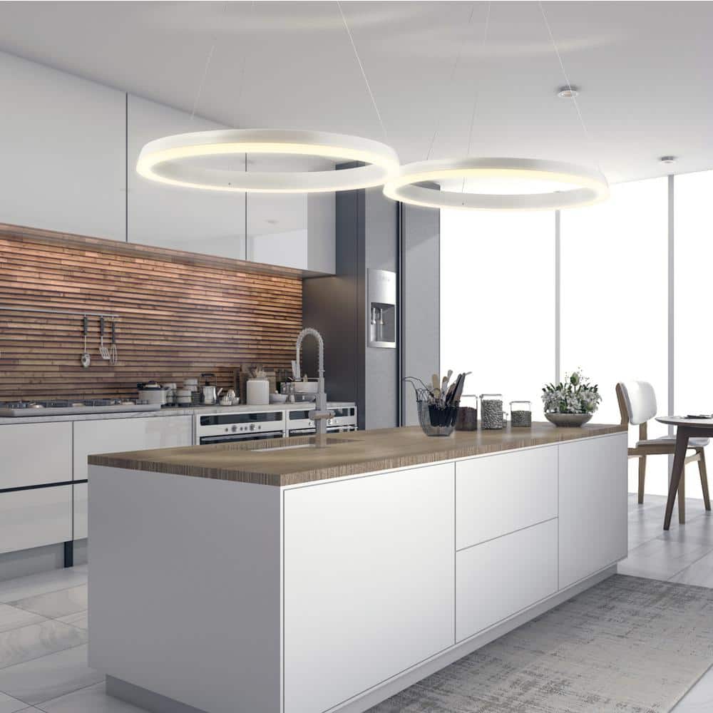 Baxter 72" Adjustable Matte White Aluminum LED Hoop Pendant Light