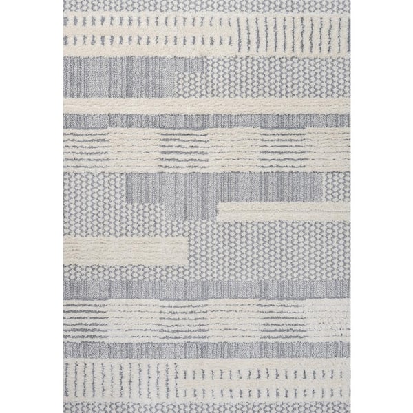 Kerstin Cream/Gray 3 ft. x 5 ft. Geometric High-Low Area Rug