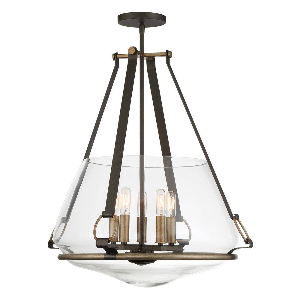 Eden Valley Smoked Iron & Aged Gold 5-Light Modern Pendant