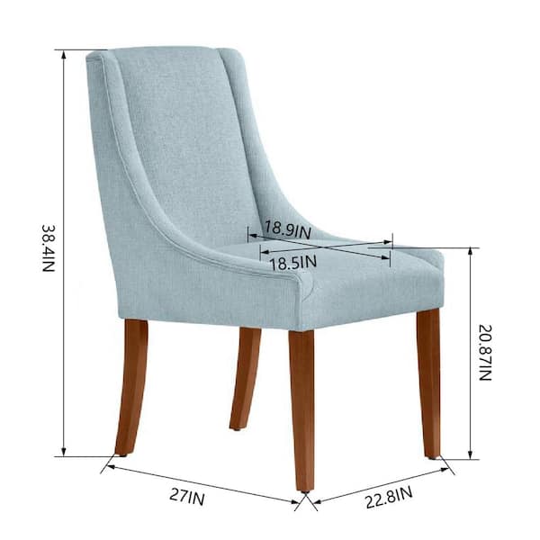 Leaham Charleston Blue Upholstered Dining Chair with Walnut Accents (Set of 2)
