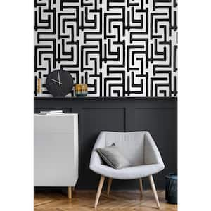 40.5 sq. ft. Black Graphic Maze Vinyl Peel and Stick Wallpaper Roll