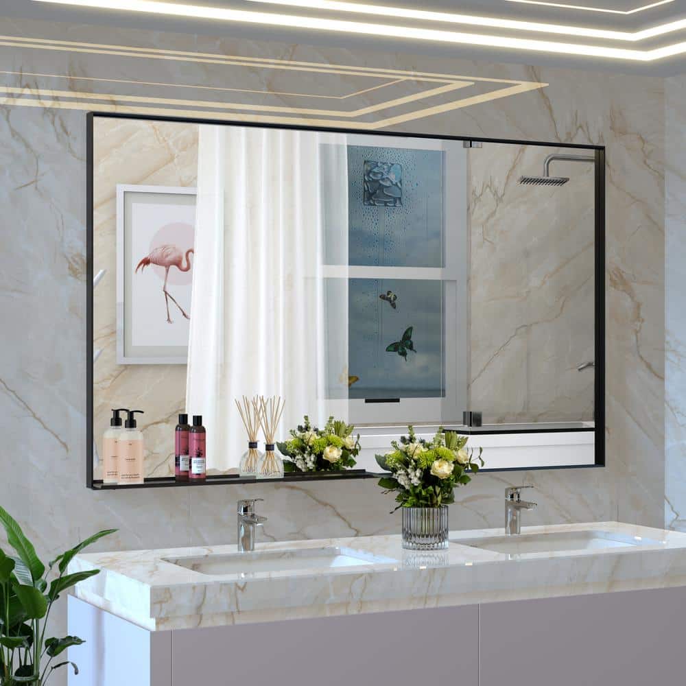 60 in. W x 40 in. H Rectangle Bathroom Vanity Mirror Aluminum Frame Wall Mo