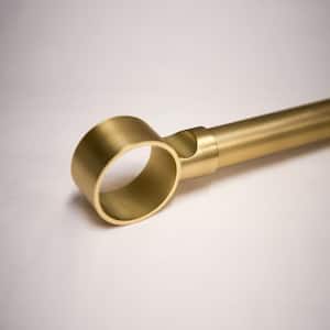84 in Adjustable Metal Single Curtain Rod with Ring Finial in Gold