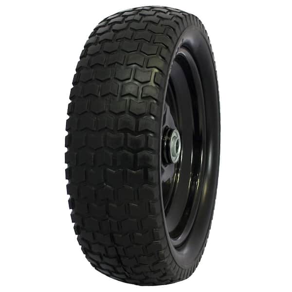 Marathon Universal Fit Flat-Free 12 in. Tire and Wheel Assembly Replacement for Air-Filled Garden Cart Tires Adapter Kit Included