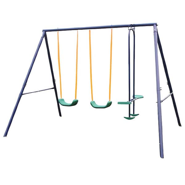 Metal Outdoor Playground Equipment Kids Swing Sets with 2 Swings and 1 Glider