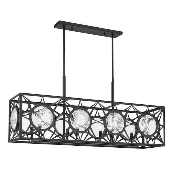 Savoy House Balfour 8-Light Matte Black Transitional Glam Linear Chandelier