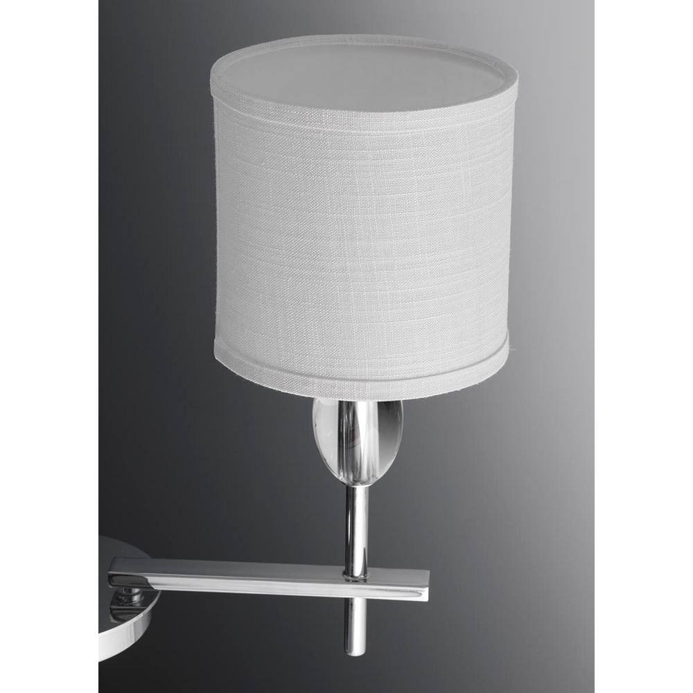 Chrome and Crystal 9-Light Chandelier with Off-White Shades