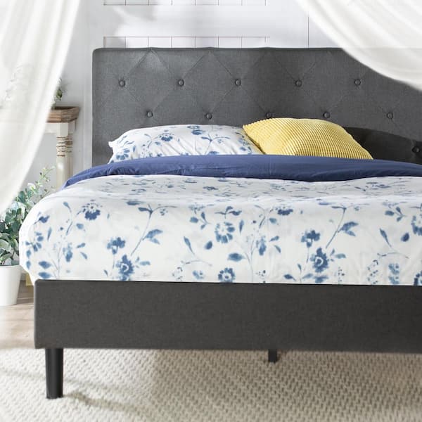 Zinus Dark Gray Frame Queen Upholstered Platform Bed