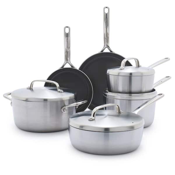GreenPan GP5 Stainless Steel 5-Ply Healthy Ceramic Nonstick 13 Piece Cookware Pots and Pans Set
