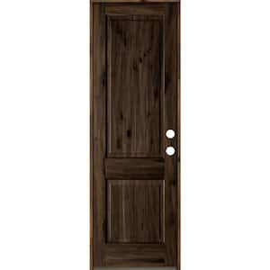 30 in. x 96 in. Rustic Knotty Alder Square Top V-Grooved Left-Hand/Inswing Black Stain Wood Prehung Front Door