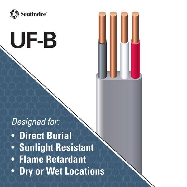 75 Ft Spool Of 8/2 UF-B W/Ground Underground Feeder Cable – Direct Burial, Gray Sheath, Copper