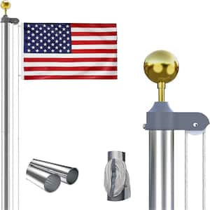 20 ft. Flagpole Outdoor Sectional Flag Pole Holder with American Flag