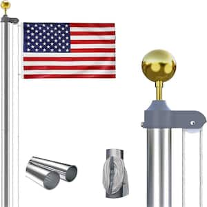 Cisvio 25 ft. Solemn Outdoor Silver Decoration Telescoping Flagpole Kit  Heavy Duty Flag Poles for Outside D0102H2L0I7 - The Home Depot