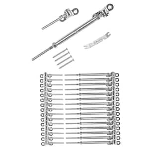 16-Pairs T316 180° 1/8 in. Swage Toggle Turnbuckle Hardware, Cable Railing Kit for Wood Post Wire Rope, Marine Grade