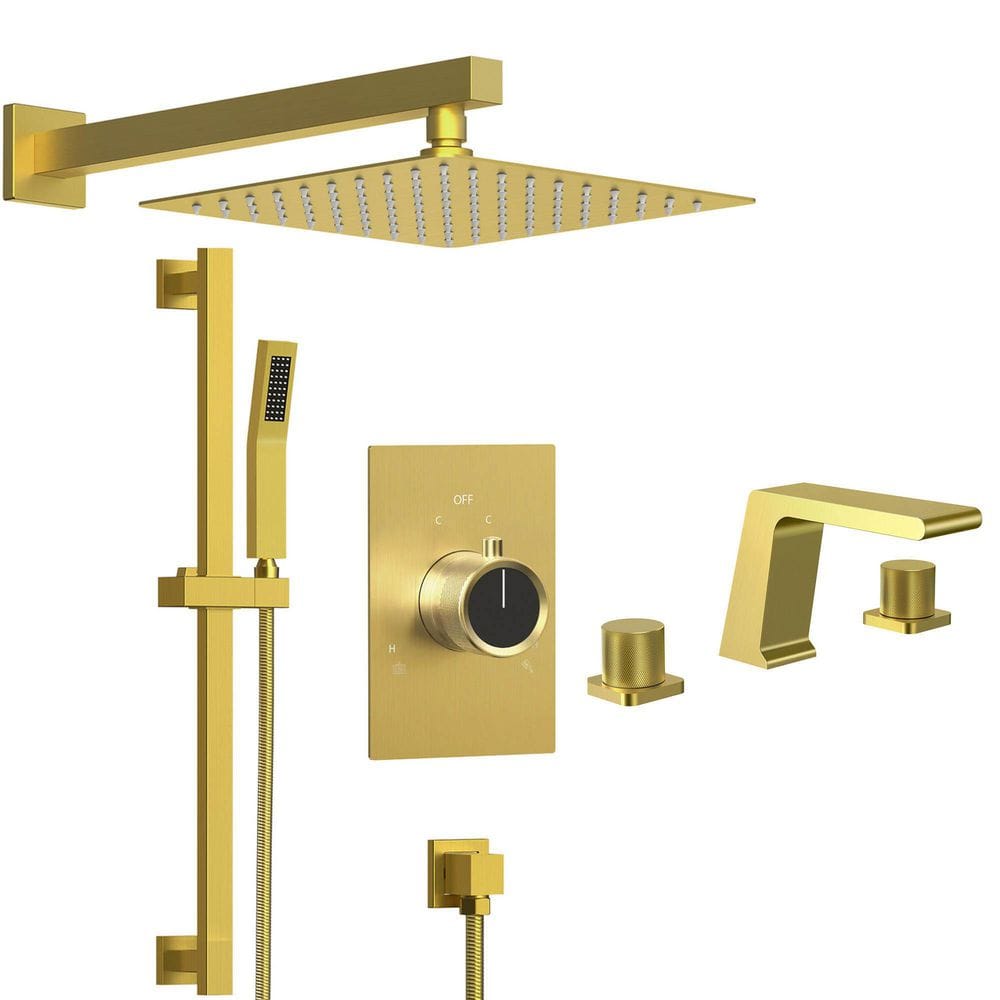 GRANDJOY ClassicRain 2-Spray 10in. Dual Wall Mount Fixed and