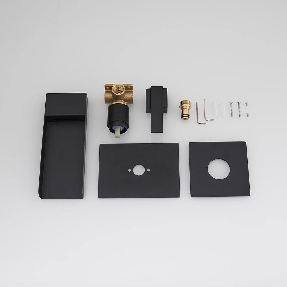 Matte Black Brass Wall Mount Waterfall Faucet