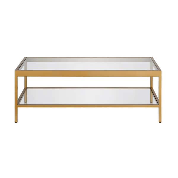 Meyer&Cross Alexis 45 in. Brass Rectangle Glass Top Coffee Table 