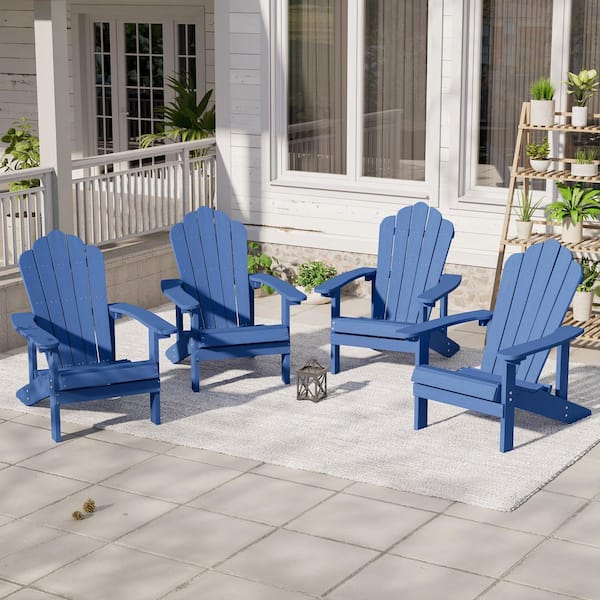 Navy Blue Weather Resistant Plastic Adirondack Chair (Set of 4)
