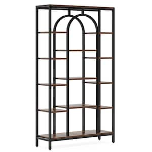 70.8 in. Tall Brown Engineered Wood 13-Shelf Etagere Bookcase with Open Display Storage Shelves