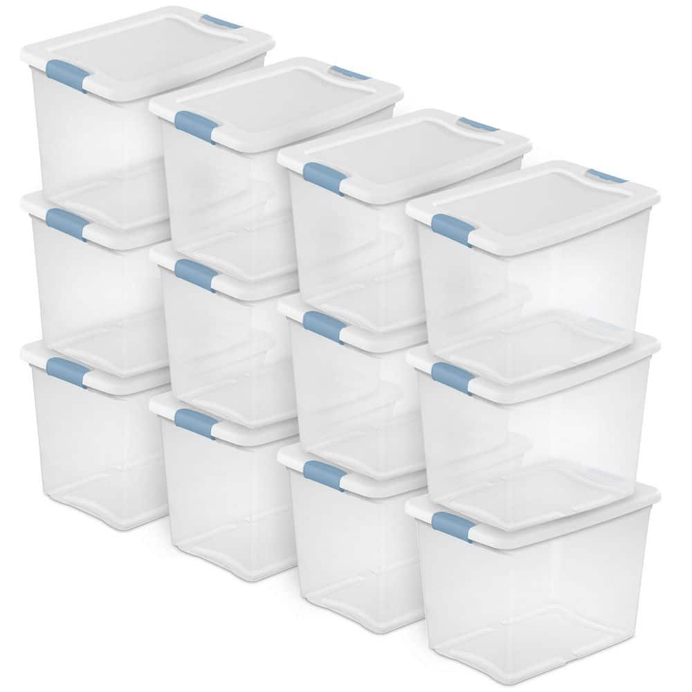 Sterilite 25 Capacity Clear Plastic Storage Tote Bins with