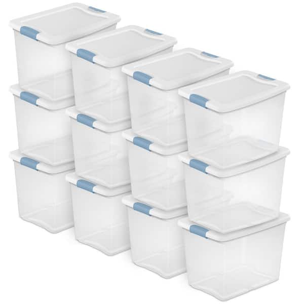 25 Qt. Capacity Clear Plastic Storage Tote Bins with Lids (12-Pack)