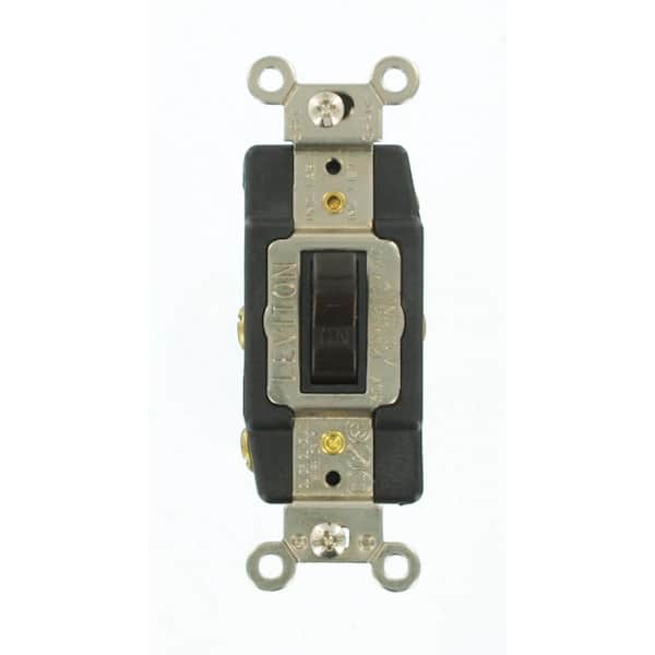 Leviton 30 Amp Industrial Grade Heavy Duty Double-Pole Double-Throw Center-Off Maintained Contact Toggle Switch, Brown