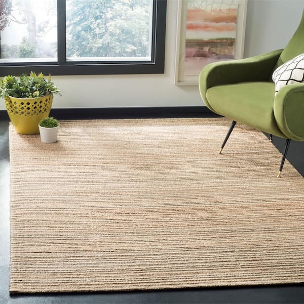 Cape Cod Natural 8 ft. x 10 ft. Solid Striped Area Rug