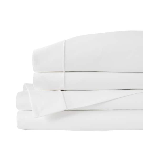 800-Thread Count Cotton 4-Piece Queen Sheet Set in White