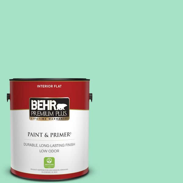 BEHR PREMIUM PLUS 1 gal. #470A-3 Reef Green Flat Low Odor Interior Paint & Primer