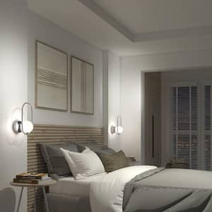 Bloom Sconce 7.28 in. 1-Light Chrome LED Wall Light with Frosted Glass Diffuser