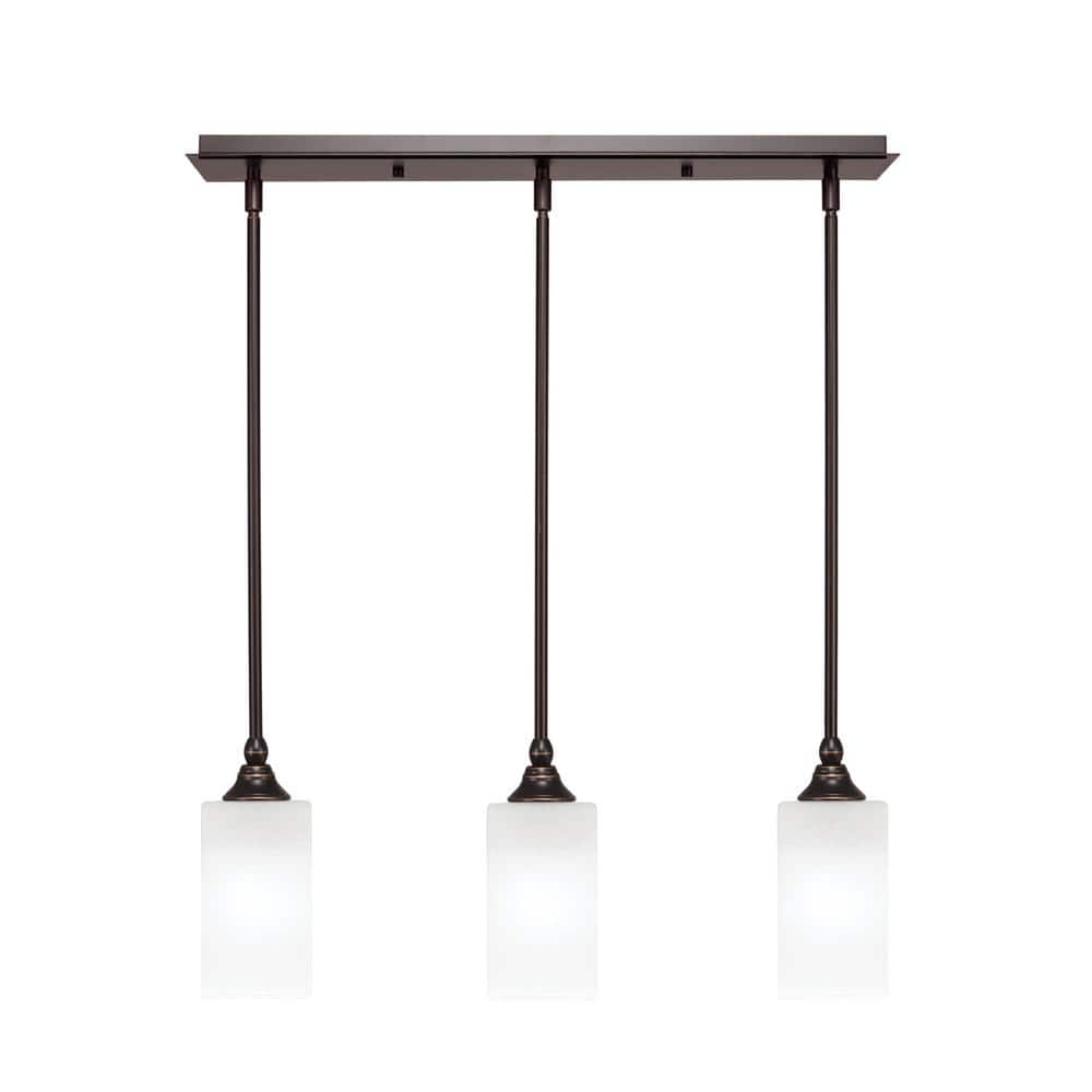 Livingston 100-Watt 3-Light Dark Granite Shaded Pendant Light with 3.5 in. 