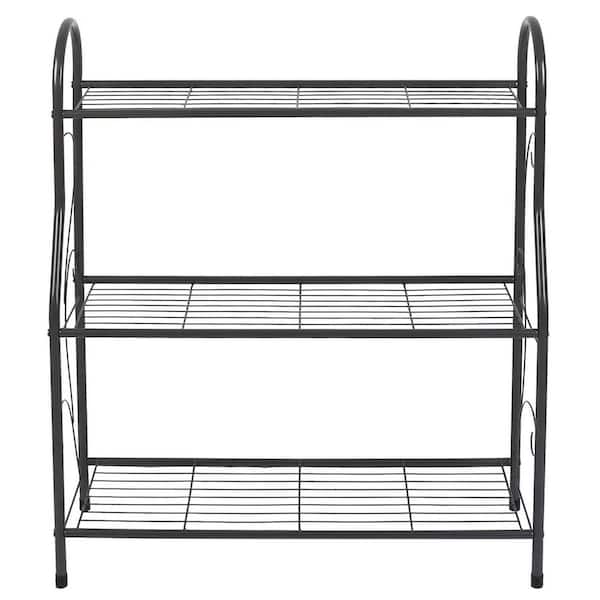 3- Tier Plant Stand Shelf Flower Pot Holder Display Rack 88 lbs. Utility Storage Organizer, Steel, 32.87 in. H