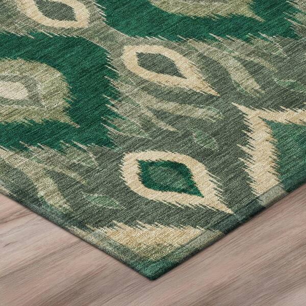 Chantille Machine Washable Indoor/Outdoor Abstract ACN3120 Emerald 2 ft. x 7 ft. Runner Rug