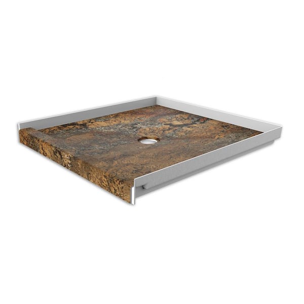 FlexStone 36 in. x 36 in. Single Threshold Shower Base with Center Drain in Crema Bordeaux