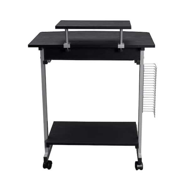 27.5 in. Rectangular Espresso Compact Computer Desk Cart With Storage, Espresso