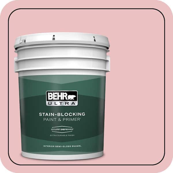 BEHR ULTRA 5 gal. #130C-2 Cafe Pink Extra Durable Semi-Gloss Enamel Interior Paint & Primer
