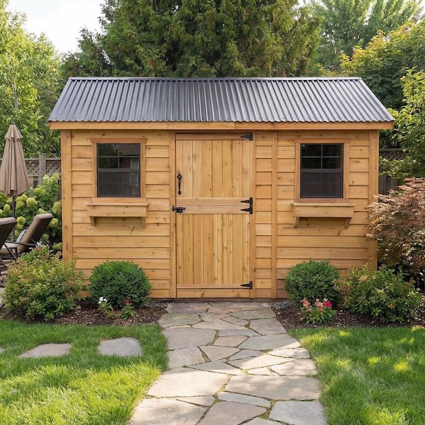 Cabana 12 ft. W x 8 ft. D Cedar Wood Garden Shed with Metal Roof (96 sq. ft.)