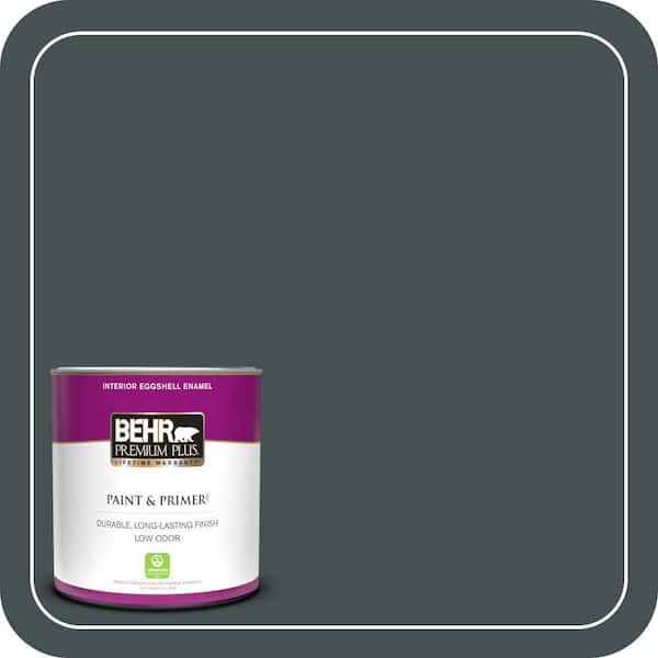 BEHR PREMIUM PLUS 1 qt. #MQ6-44 Black Evergreen Eggshell Enamel Low Odor Interior Paint & Primer