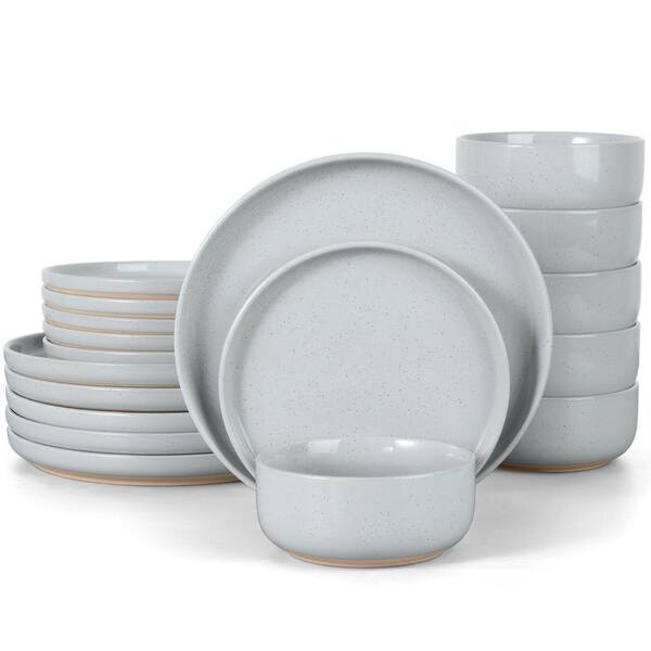 12-Piece Gray Porcelain Dinnerware Set for 6 with Stackable Plates and Bowls in Glacier