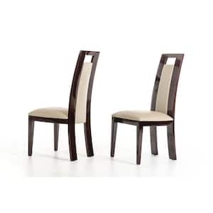 Valerie Gray Faux Leather Solid Wood and Cushioned Parsons Chair Set of 2