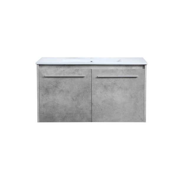 Unbranded Simply Living 36 in. W x 18.31 in. D x 19.69 in. H Bath Vanity in Concrete Grey with White Resin Top