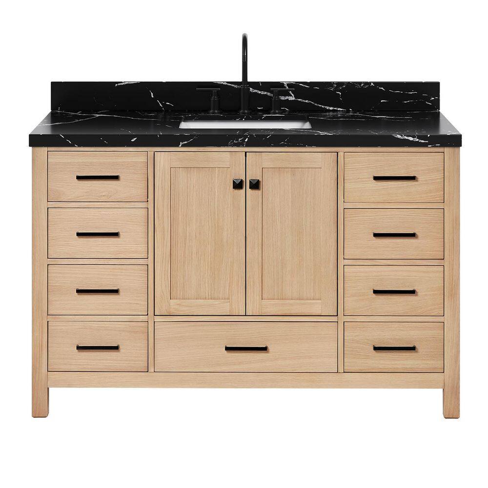Cambridge 54 in. Single Sink Freestanding Bath Vanity in Oak with Nero Marquina Black Quartz Top price history on PriceWatchPro