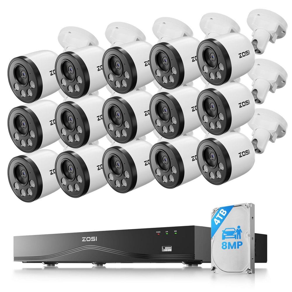 4K 16-Channel(32CH Expandable) POE 4TB Home Security Camera System with 16 Wired 8MP Outdoor Cameras, Dual-Disk Backup price history on PriceWatchPro
