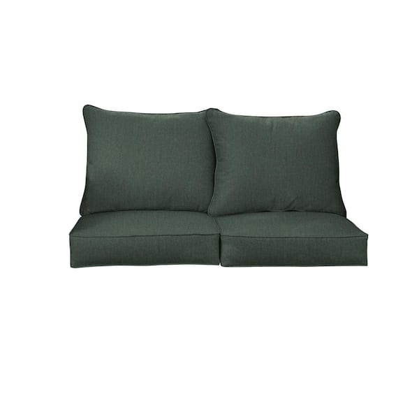 SORRA HOME 27 in. x 29 in. Sunbrella Deep Seating Indoor/Outdoor Loveseat Cushion in Cast Ivy