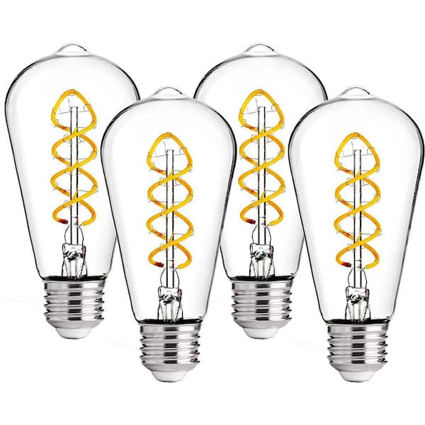 FLSNT 40-Watt Equivalent ST19 Dimmable Vintage Decorative LED Edison Bulbs, 2700K, E26 Base, 400LM, CRI90, Clear Glass, 4 Pack